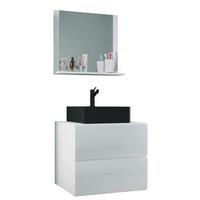 Kopalnica Lendas M, Bela - črna/bela, Moderno, steklo/leseni material (61cm) - MID.YOU