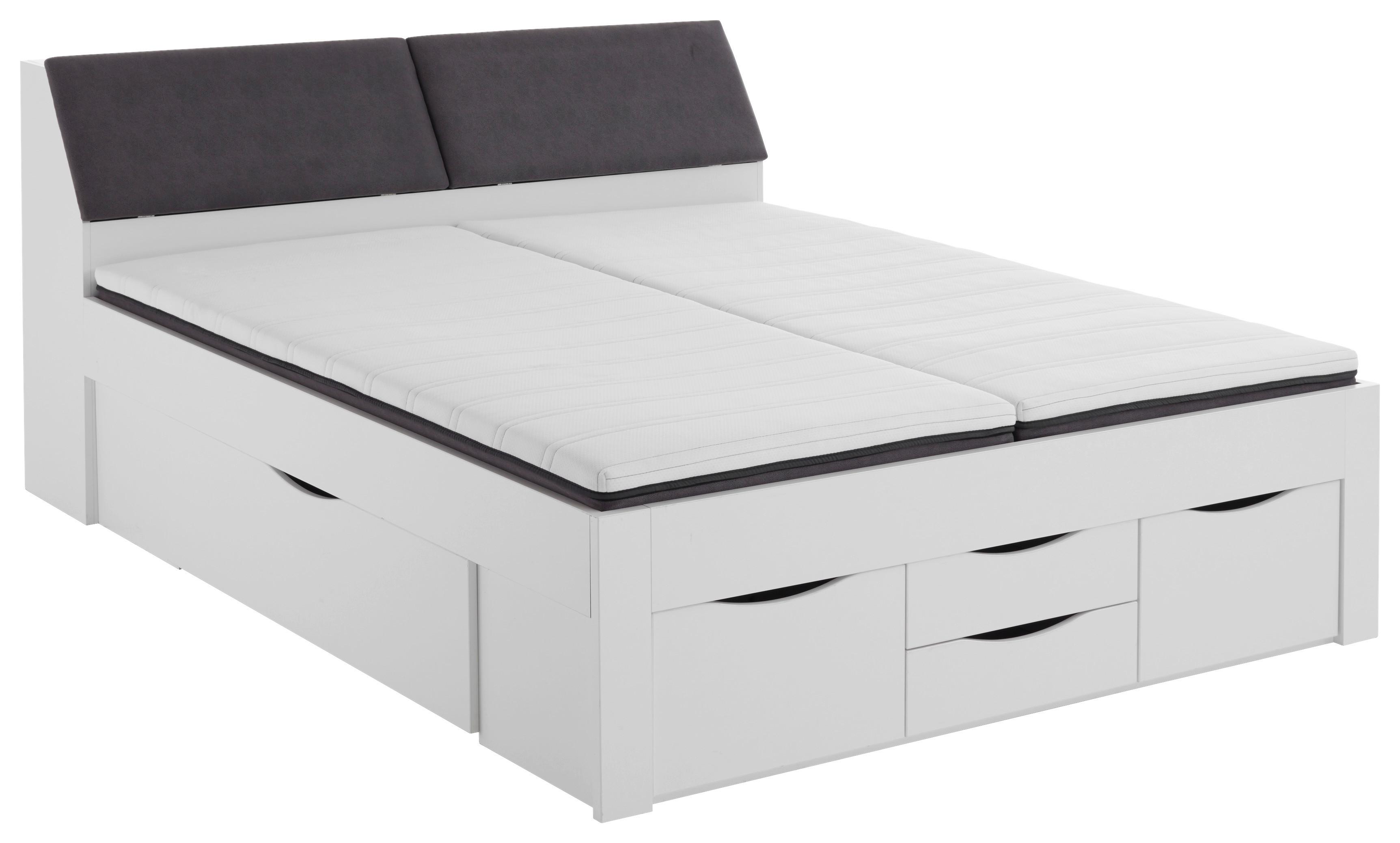 Krevet S Prostor. Za Odlaganje Maxi - bijela/siva, Konvencionalno, drvni materijal/tekstil (180/200cm) - Modern Living