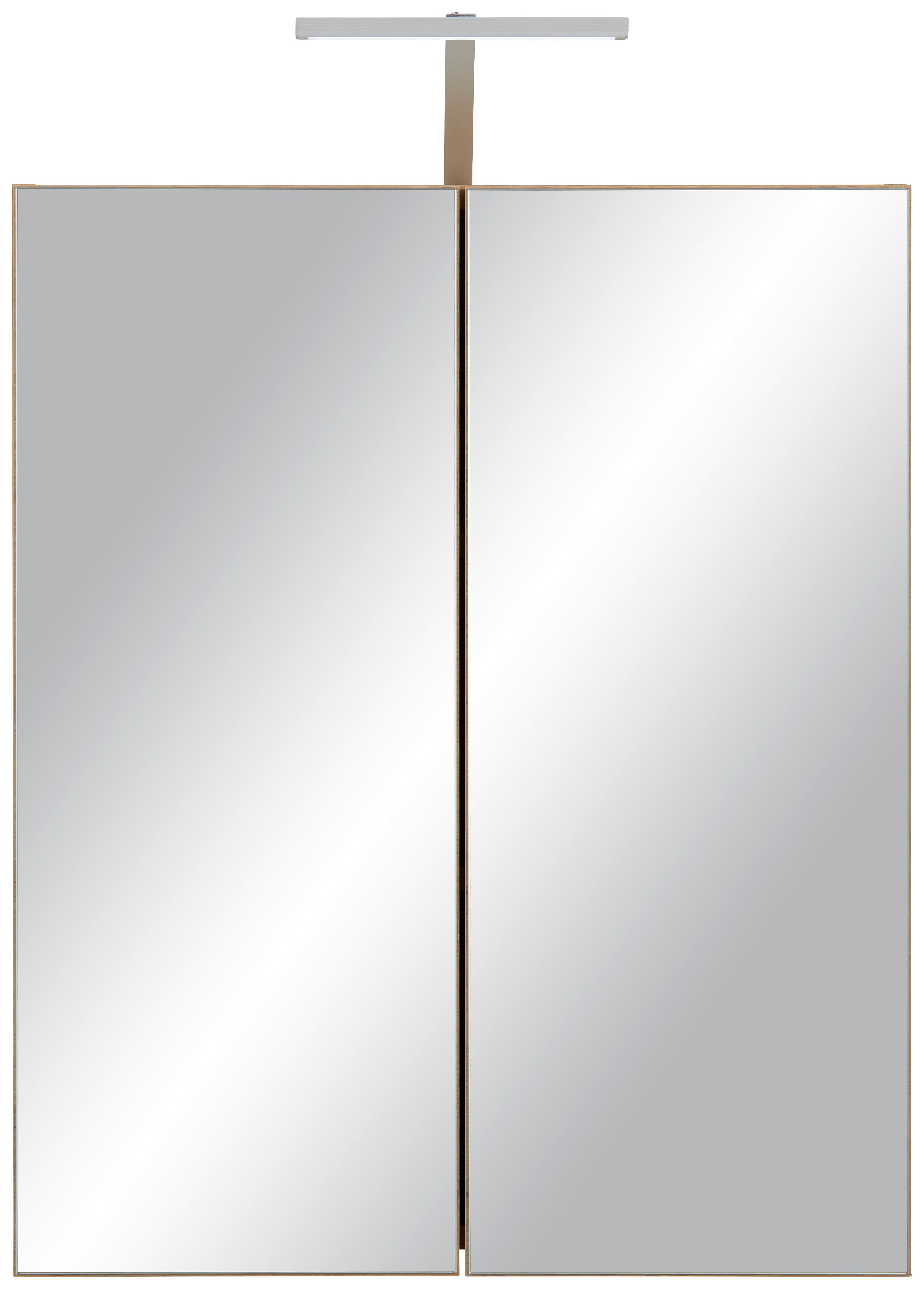 Spiegelschrank in Eichefarben - Eichefarben/Schwarz, Modern, Glas/Holzwerkstoff (60/73/17,5cm) - Mömax