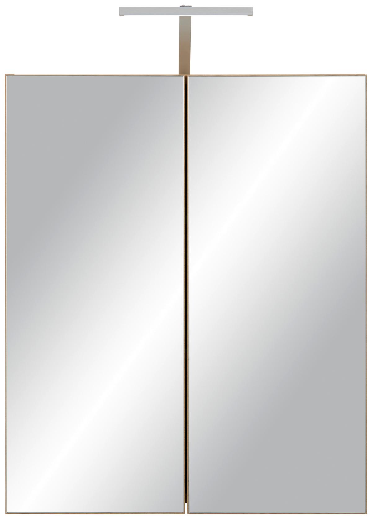 Spiegelschrank in Eichefarben - Eichefarben/Schwarz, Modern, Glas/Holzwerkstoff (60/73/17,5cm) - Mömax