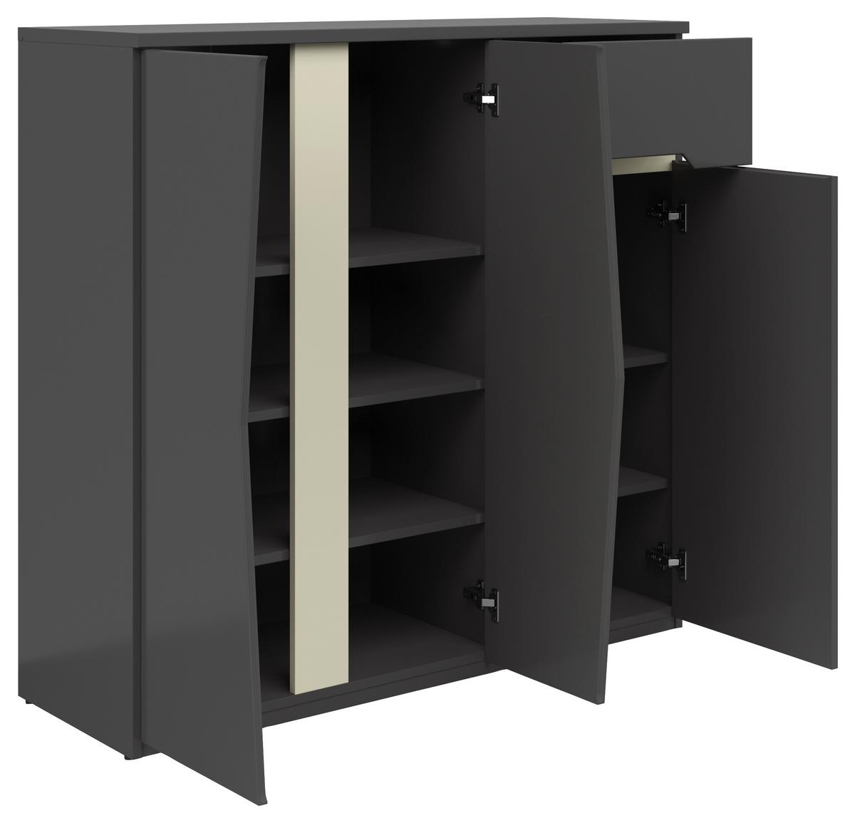 Highboard Manhatten in Grau/Graphitfarben - Graphitfarben/Schwarz, Modern, Holzwerkstoff/Kunststoff (110/110/42cm) - Premium Living