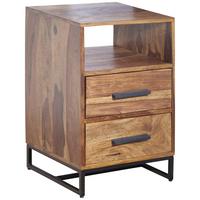 Majhna Nočna Omarica Wohnling, Masiven Les - črna/barve indijskega rožnega lesa, Design, kovina/les (40/66/35cm) - MID.YOU