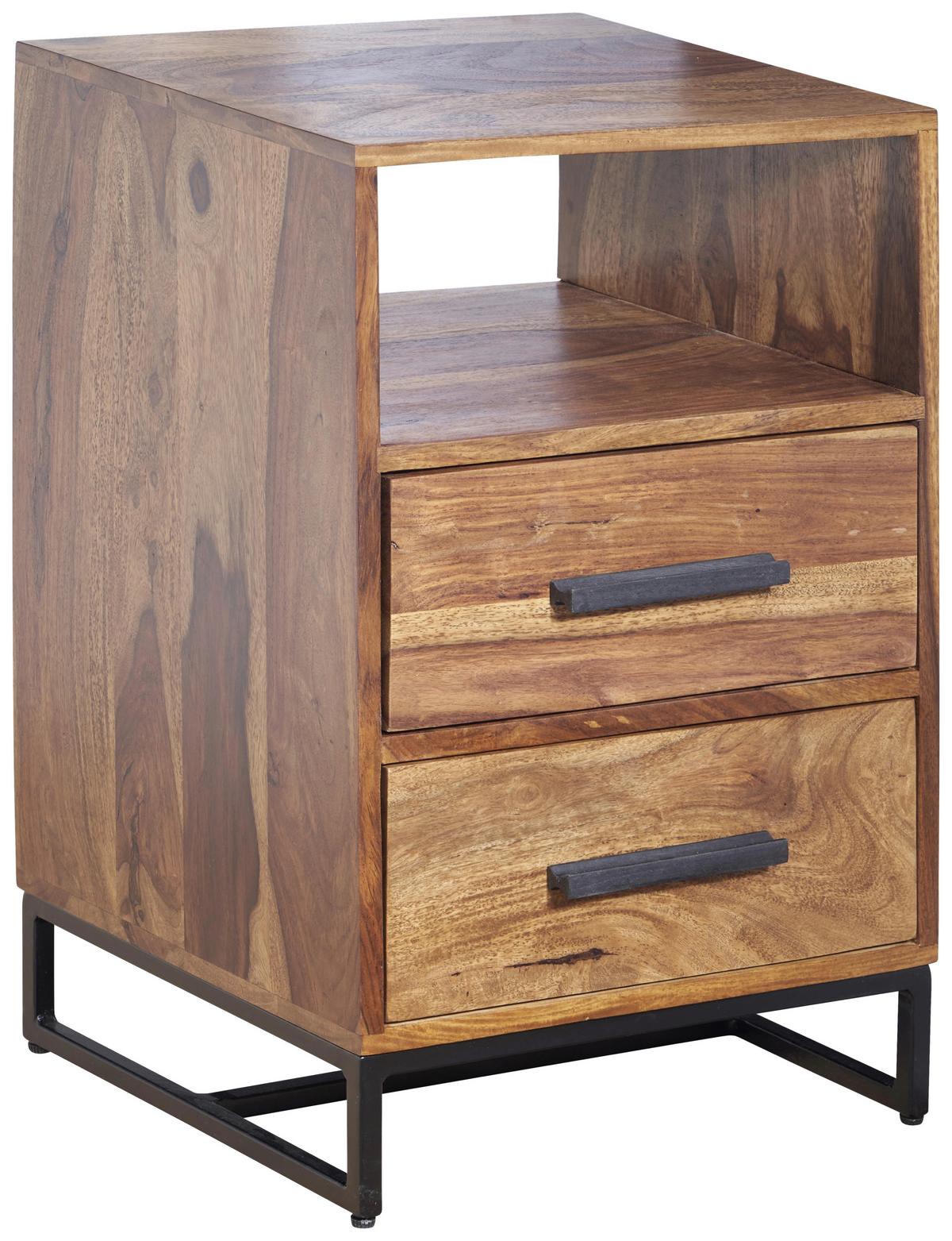 Majhna Nočna Omarica Wohnling, Masiven Les - črna/barve indijskega rožnega lesa, Design, kovina/les (40/66/35cm) - MID.YOU