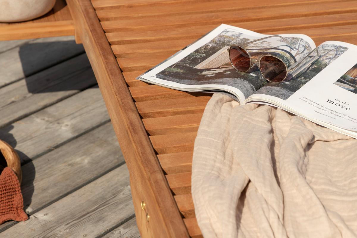 SONNENLIEGE GHANA - Teakfarben, KONVENTIONELL, Holz (200/33/65cm) - Gardenson