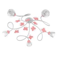 Kinderdeckenleuchte Butterfly Weiß/Pink max. 6 Watt - Pink/Weiß, Basics, Glas/Metall (80/20cm)