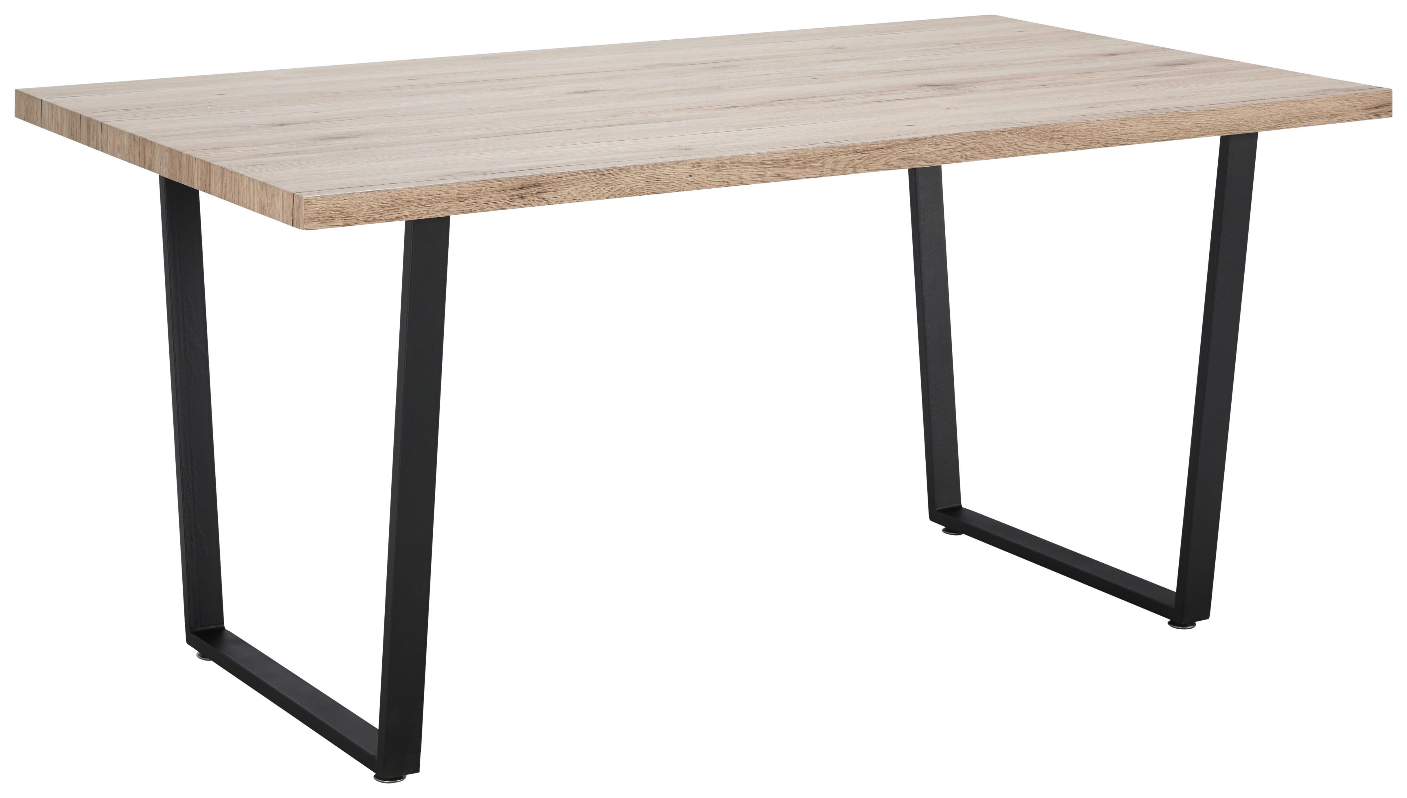 Esstisch DAVE eichefarben ca.160x90cm - Eichefarben/Schwarz, Modern, Holz/Metall (160/90/76cm) - Bessagi Home