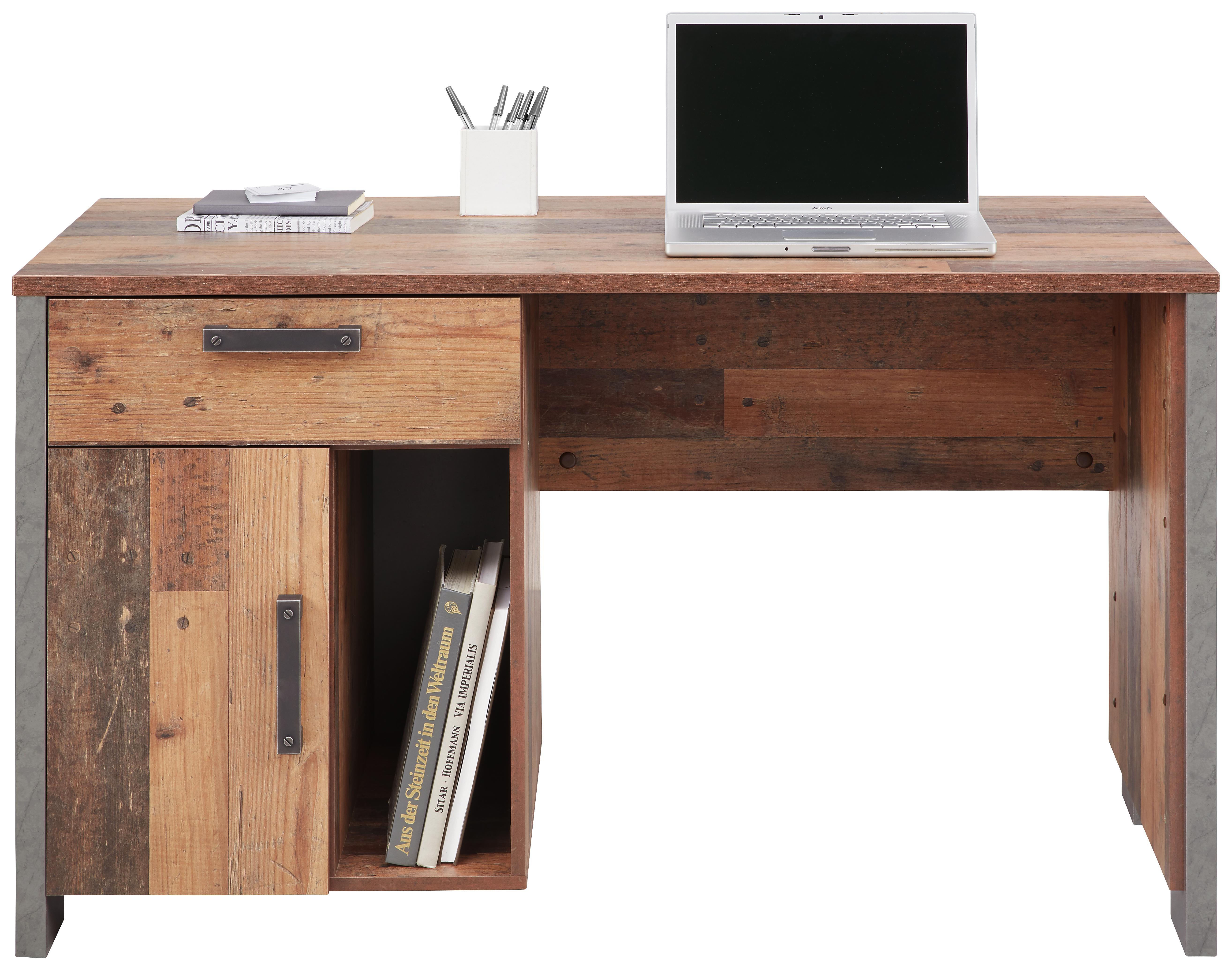 Schreibtisch in Braun/Dunkelgrau - Dunkelgrau/Schwarz, MODERN, Holzwerkstoff/Kunststoff (126,5/73,5/60cm) - Premium Living