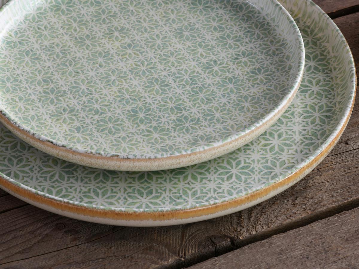 Jedilni Servis Emiliana Green, 12-Delni - krem barve/zelena, Basics, keramika - Creatable