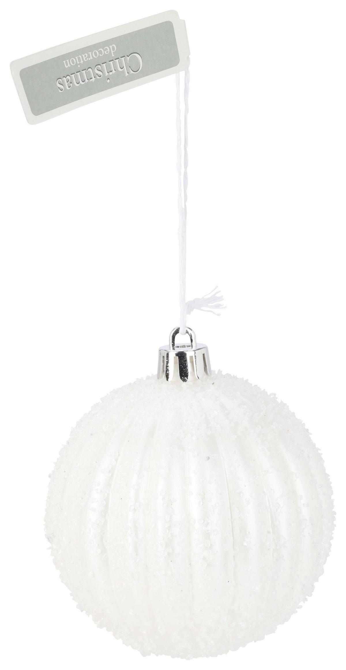 Christbaumkugel NEVA - Weiss/Silberfarben, Kunststoff (8/8/8cm)