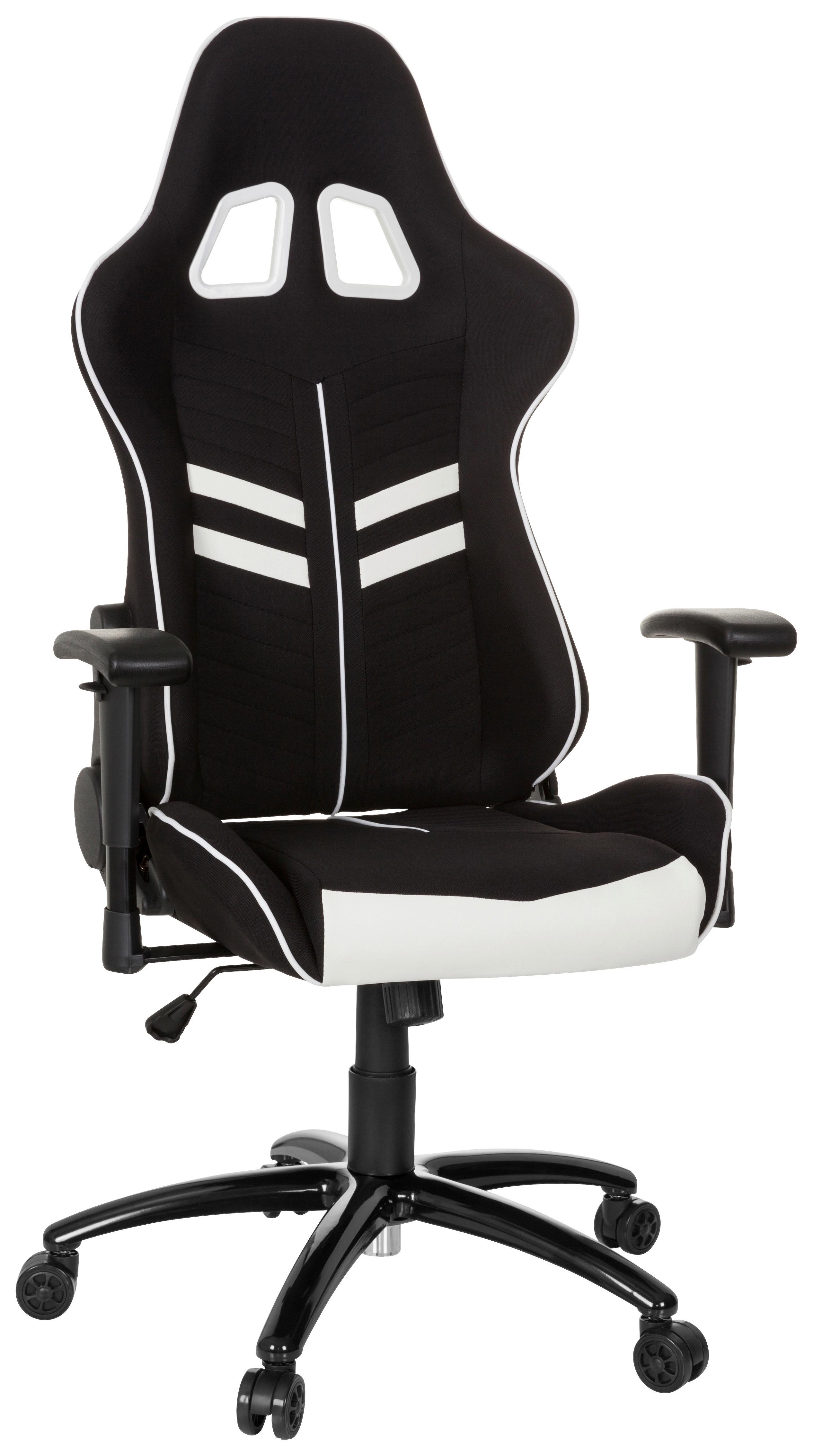 Gaming Stol League Pro I, Črna, Bela - črna/bela, Moderno, kovina/umetna masa (72/138/63cm) - MID.YOU
