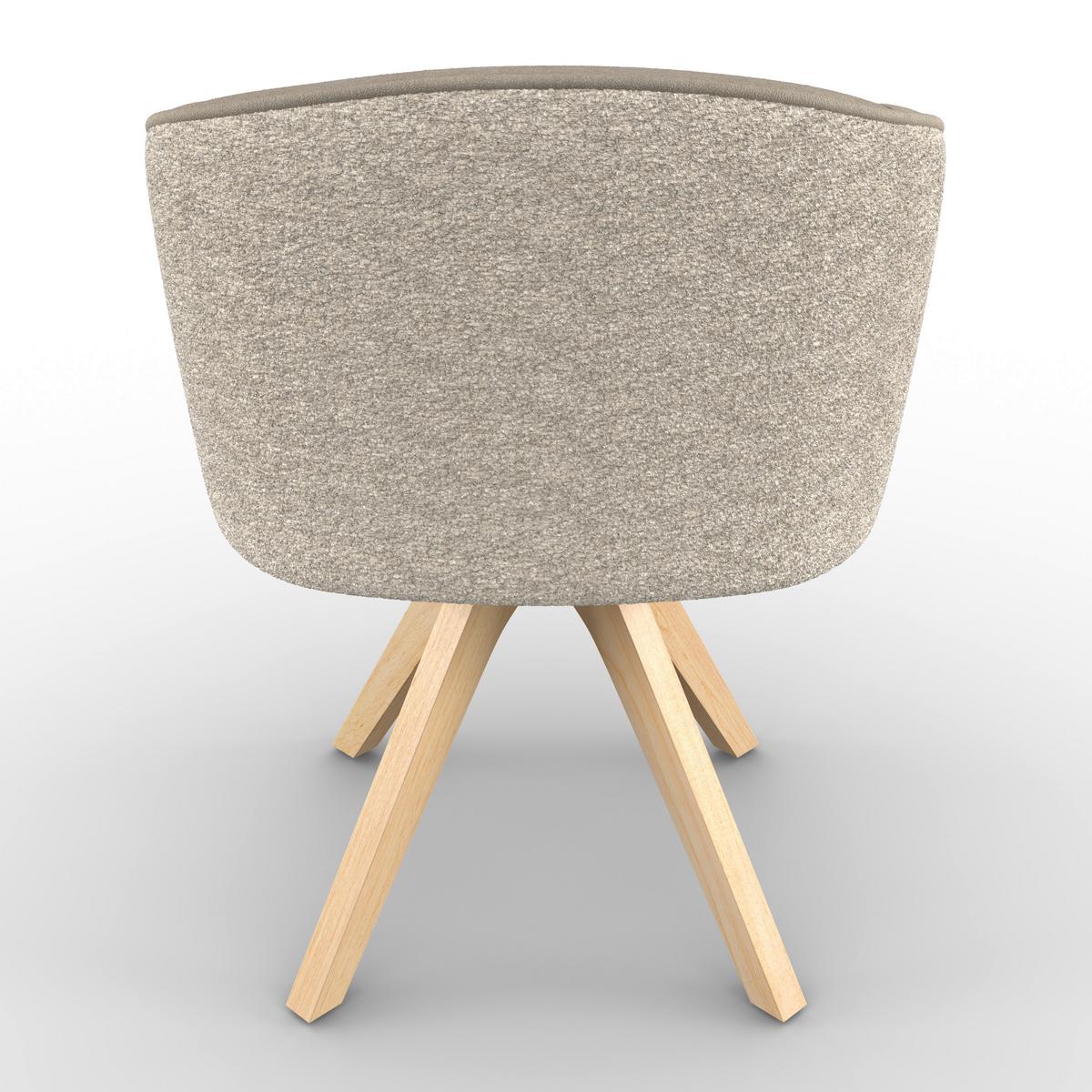 Armlehnstuhl Emmie Taupe Chenille Drehbar Gepolstert - Taupe/Eichefarben, MODERN, Holz/Textil (60/75/60cm) - Bessagi Home