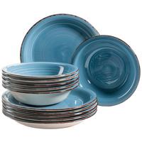 Tafelservice Lumaca aus Steingut, 12-teilig - Dunkelblau, Basics, Keramik - Mäser