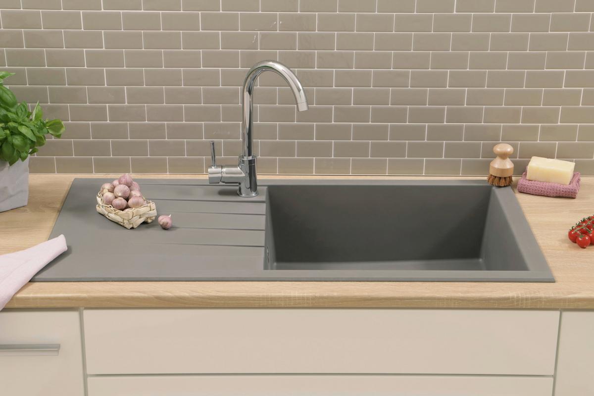 Spüle Respekta Houston 100x21x50cm Grau - Grau, Trend, Glas/Kunststoff (100/21/50cm) - Respekta