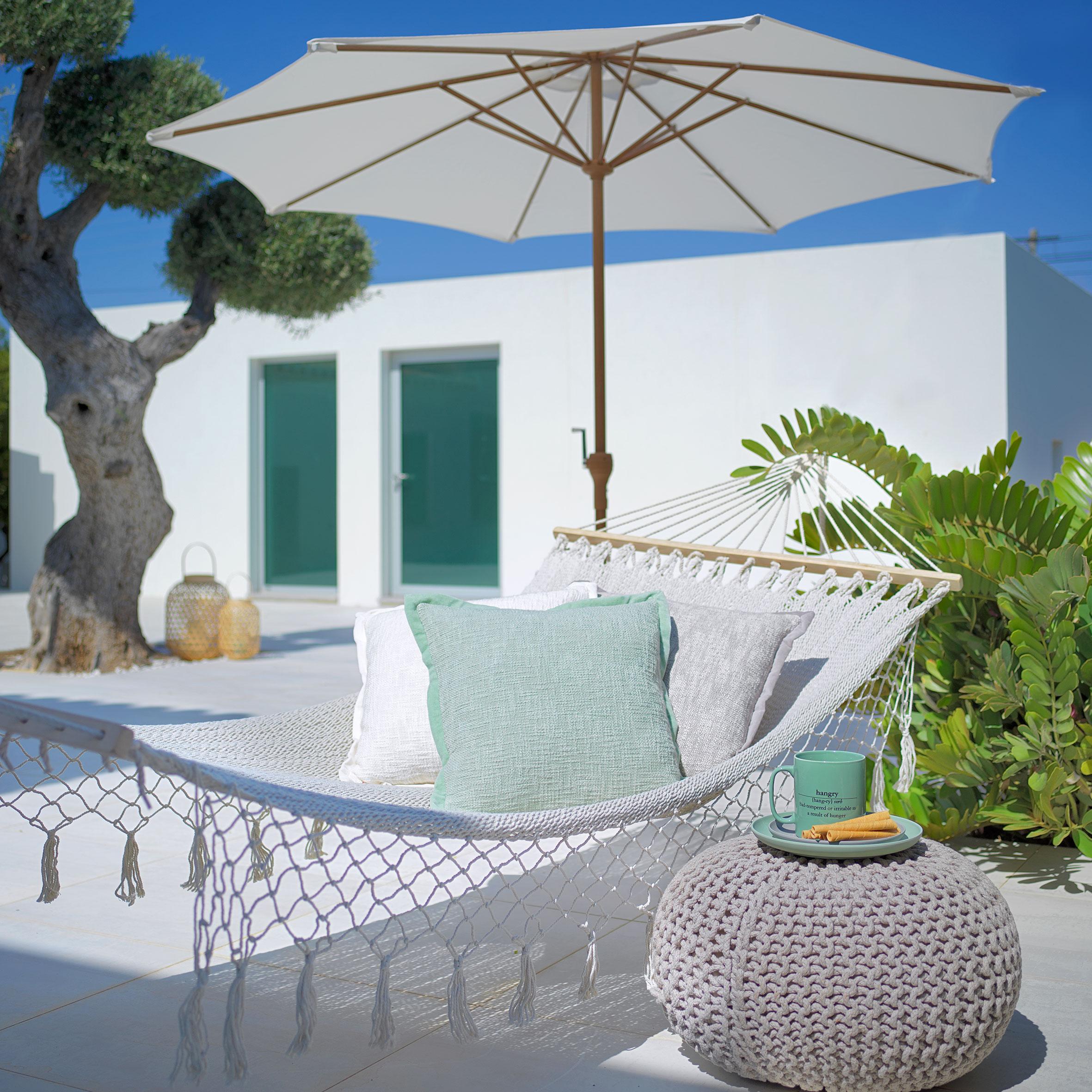 Sonnenschirm Corfu in Naturfarben - Alufarben/Naturfarben, Textil/Metall (265/230/265cm) - Zandiara