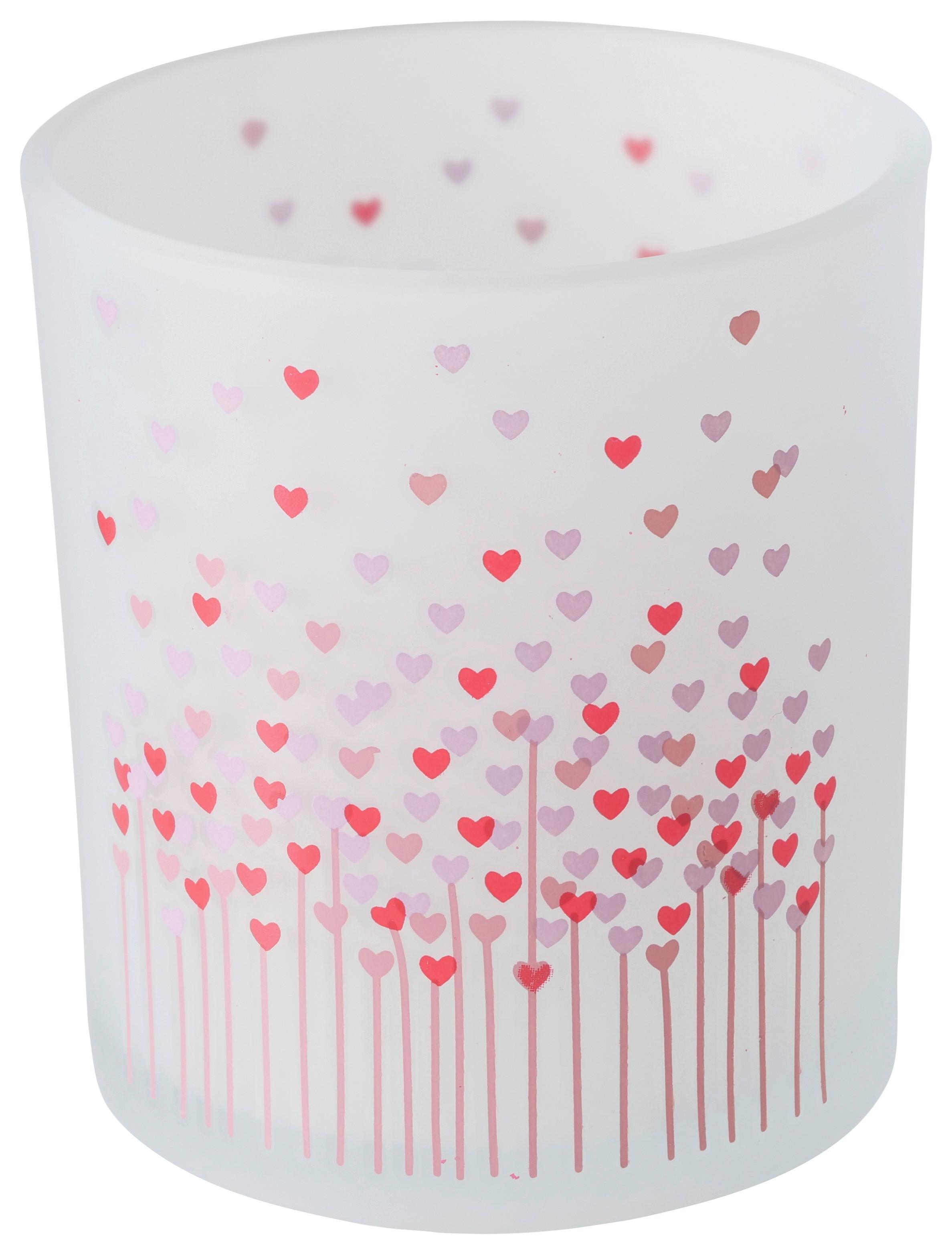 Windlicht Sherine I in diversen Designs - Rosa/Weiß, Basics, Glas (7,0/8,5cm)