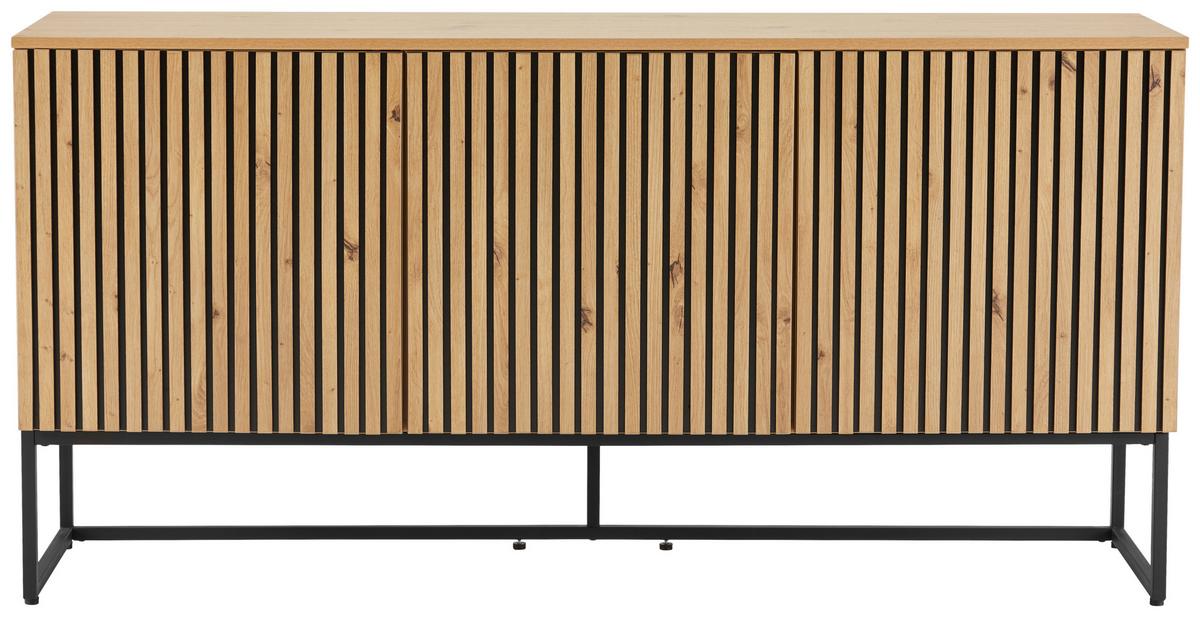 KOMODA SZEROKA BUENO - czarny/dąb artisan, Modern, materiał drewnopochodny/metal (160/80/40cm) - Xora