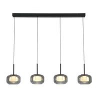 LED-Hängeleuchte Kalti Schwarz/Weiß max. 32 Watt - Transparent/Schwarz, MODERN, Glas/Kunststoff (110/18/120cm) - Mömax