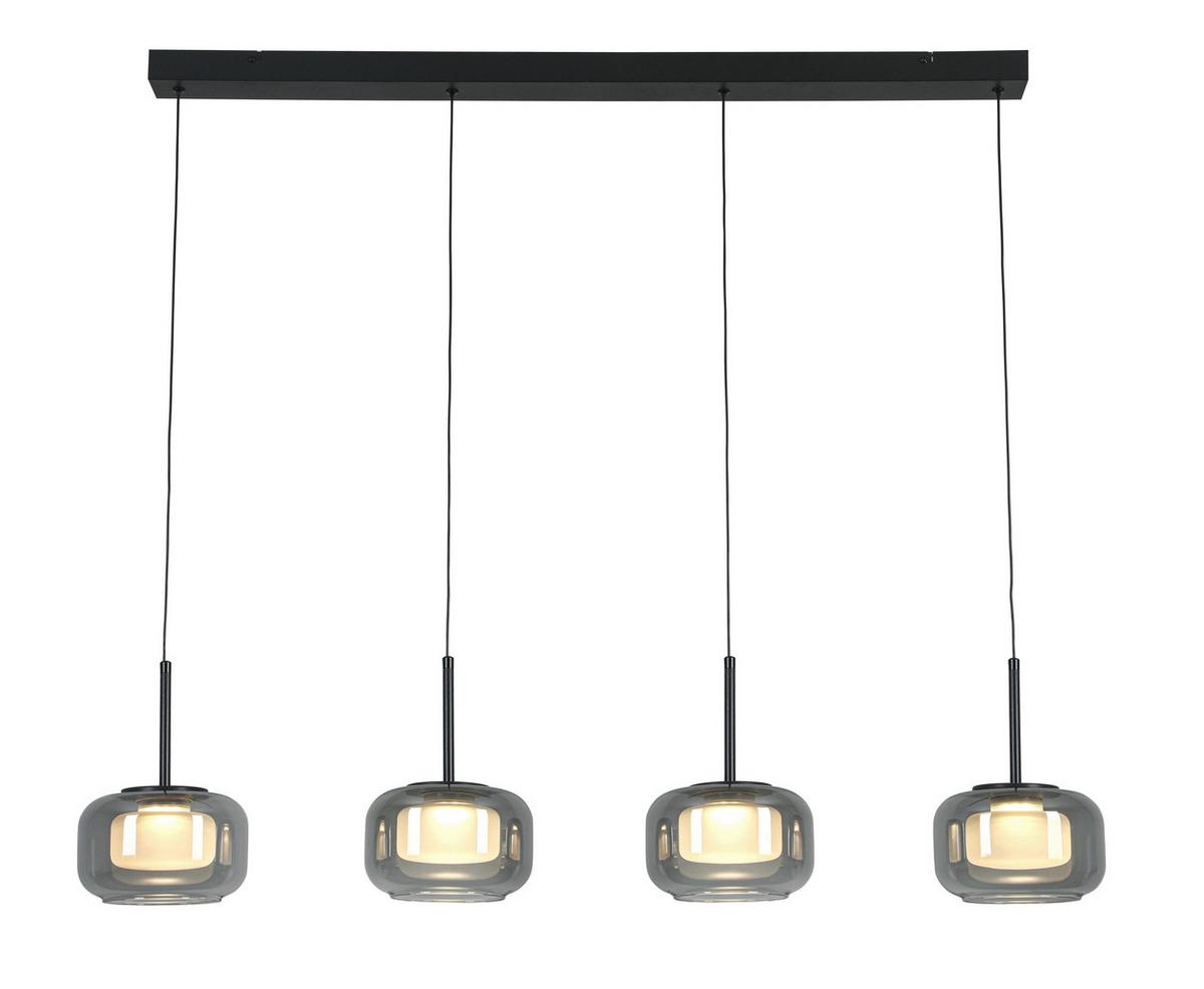 LED-Hängeleuchte Kalti Schwarz/Weiß max. 32 Watt - Transparent/Schwarz, MODERN, Glas/Kunststoff (110/18/120cm) - Mömax