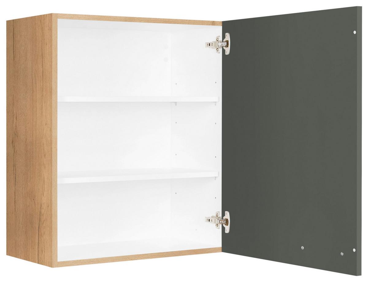 Küchenoberschrank Easytouch Grün - Eichefarben/Schwarz, MODERN, Holzwerkstoff/Metall (60/72/35cm) - Nobilia