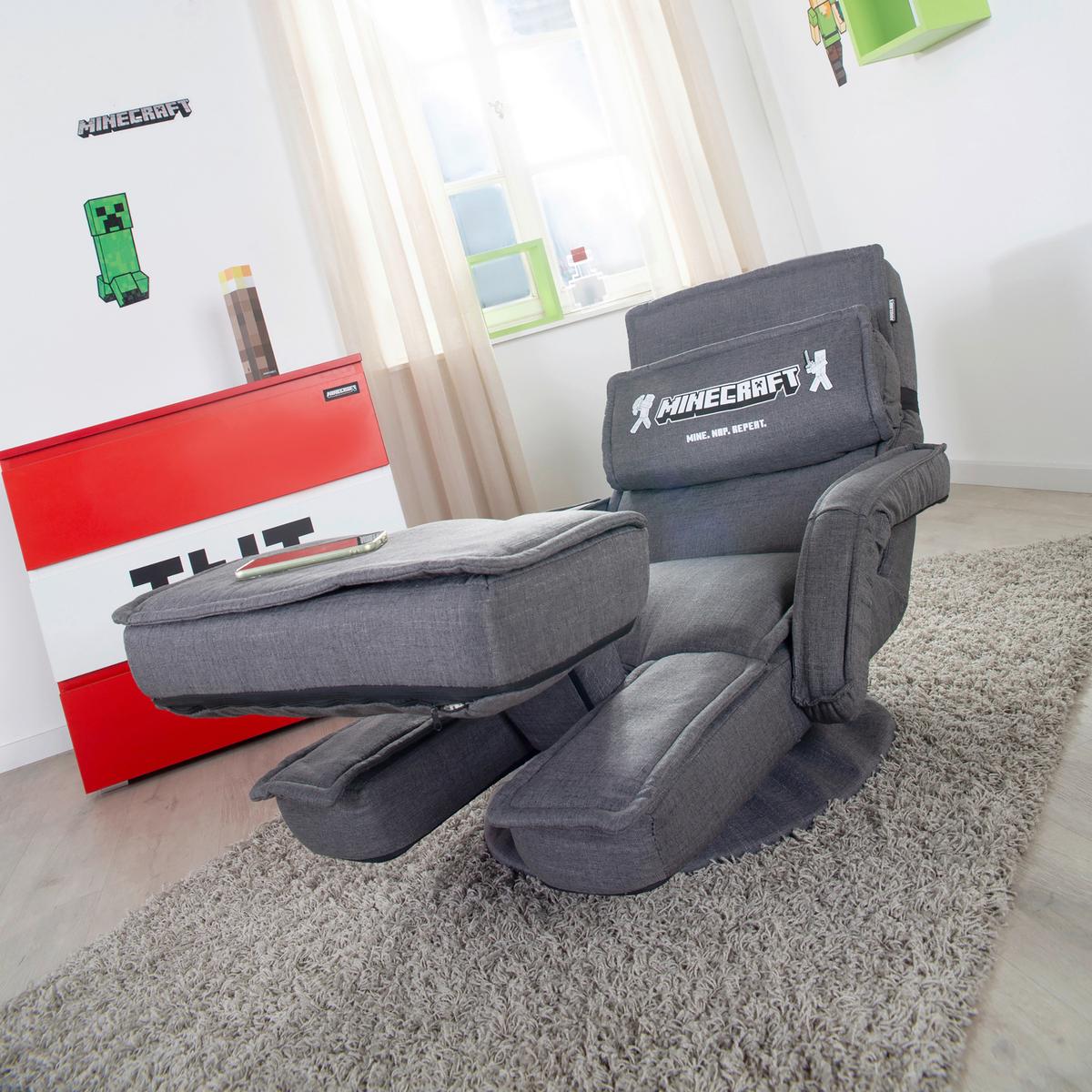 Loungesessel Minecraft ca. 62x80x60 cm Grau - Grau, MODERN, Textil/Metall (62/80/60cm) - Minecraft