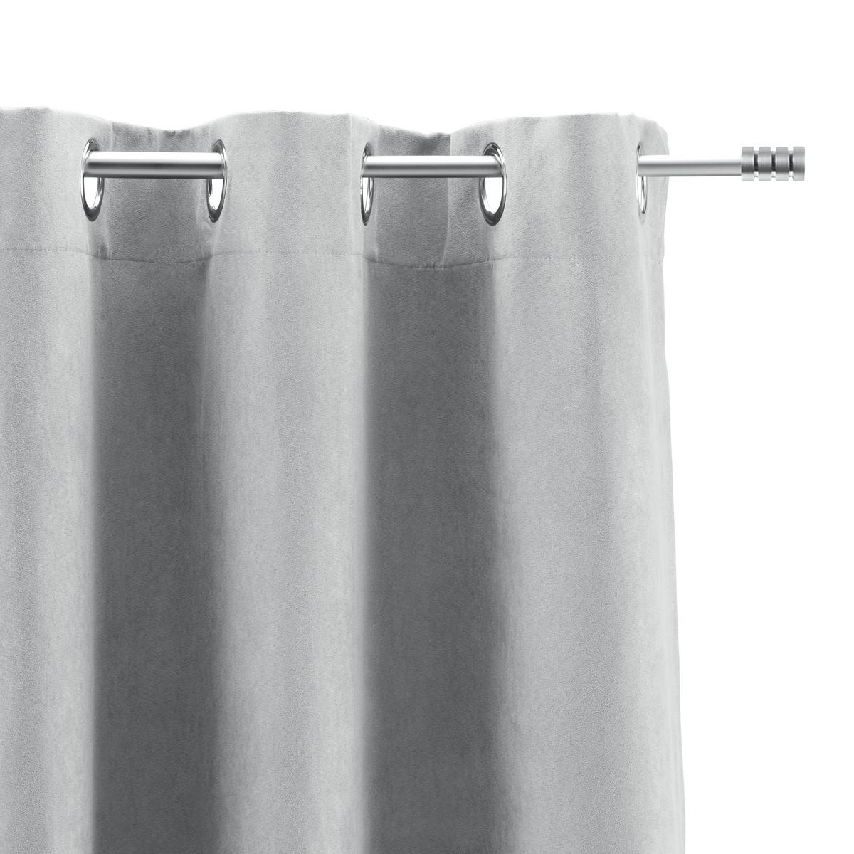 Ösenvorhang Velours in Grau ca. 140x245cm - Grau, KONVENTIONELL, Textil (140/245cm) - Modern Living