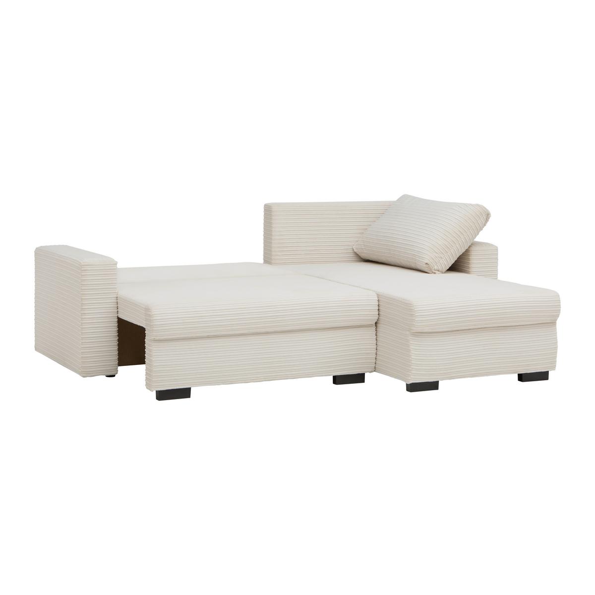 Ecksofa Geneve Cord Beige - Beige/Schwarz, KONVENTIONELL, Kunststoff/Textil (225/86/167cm) - Mömax