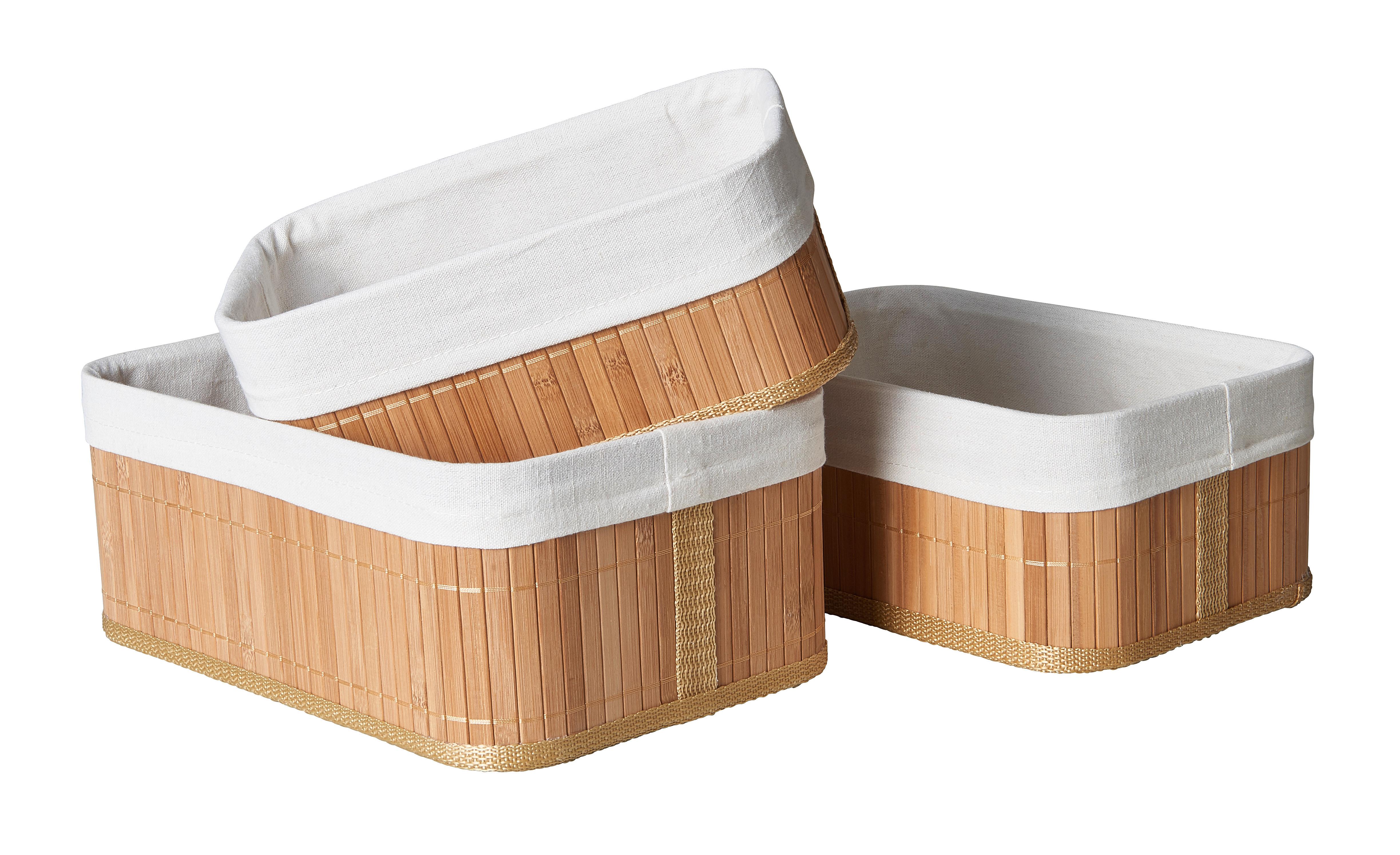 Set de coșuri Bamboo - bej/alb, materiale naturale/metal - Zandiara