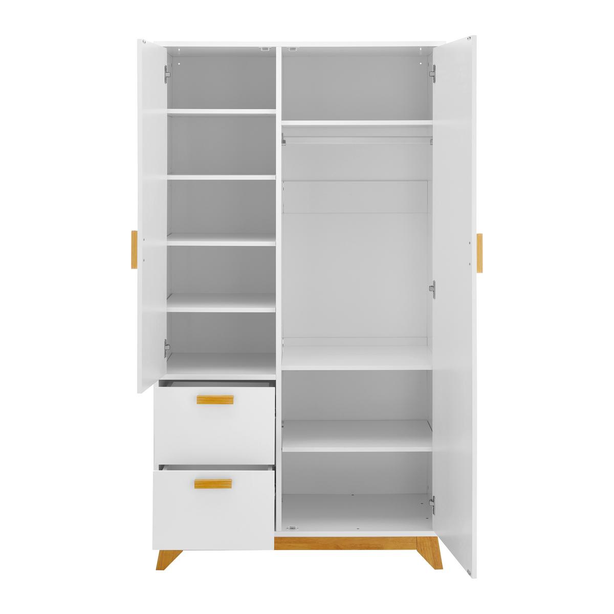 KLEIDERSCHRANK in weiß "Milan" - Weiss/Naturfarben, Modern, Holz (100/180/52cm) - Bessagi Home