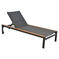 GARTENLIEGE PAXOS - Graphitfarben/Naturfarben, MODERN, Holz/Kunststoff (198/103/84cm) - Gardenson