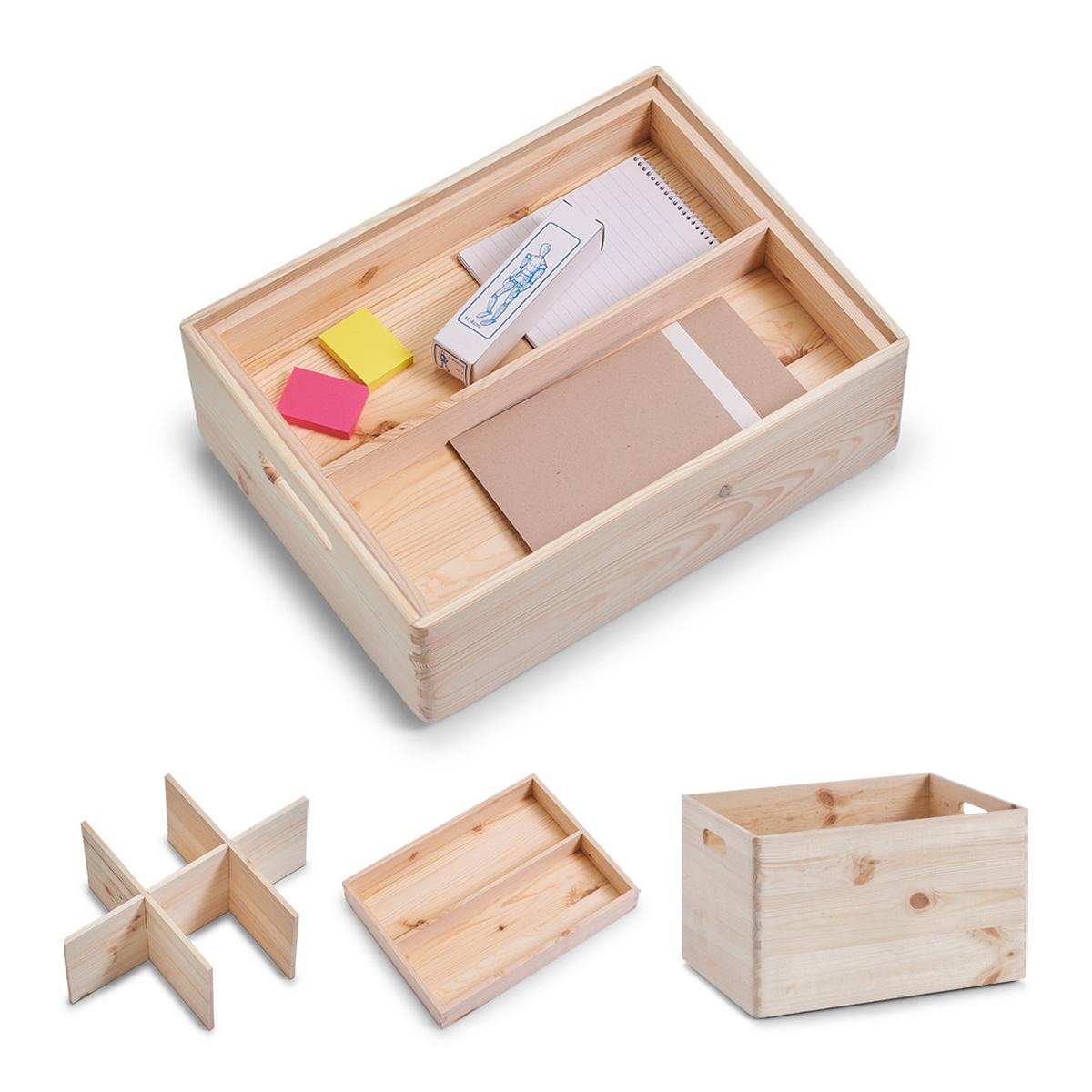 Organizer Allzweckkisten-Set Naturfarben - Naturfarben, Basics, Holz (40/29,5/24cm) - Zeller Present