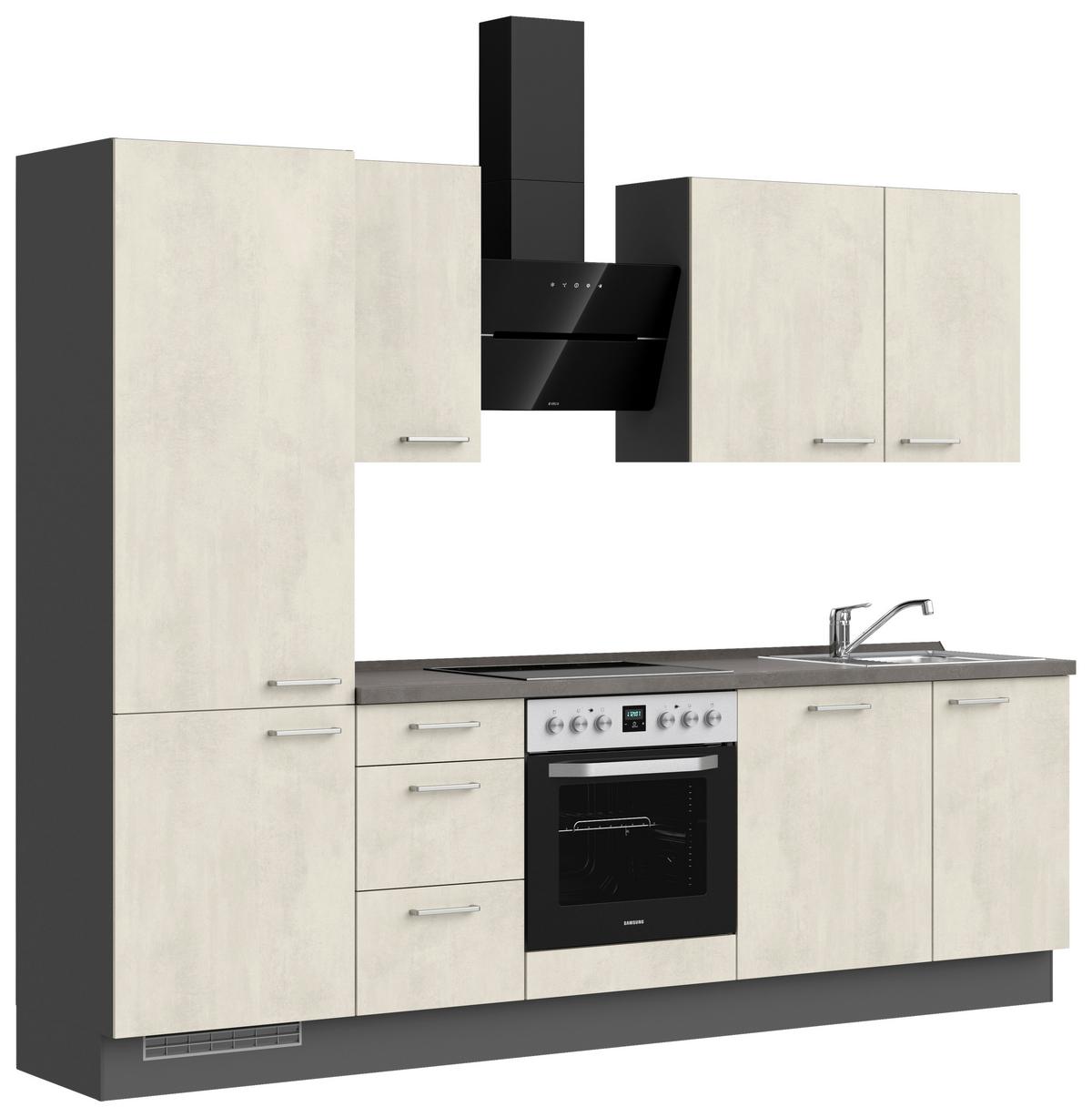 Küchenblock Riva High m. Geräten Weiß - Schieferfarben/Edelstahlfarben, MODERN, Holzwerkstoff/Metall (270cm) - Nobilia