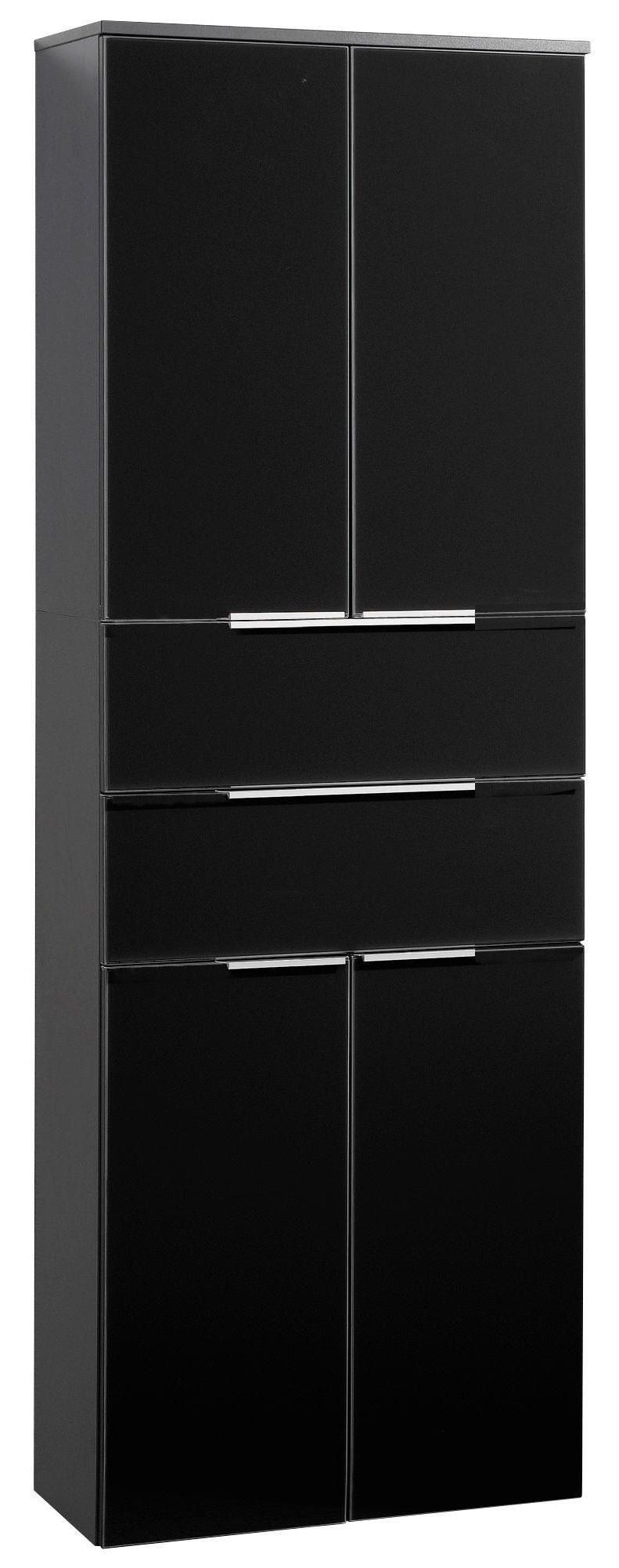 Hochschrank Kara anthrazit - Anthrazit/Silberfarben, MODERN, Glas/Holzwerkstoff (64/180/39cm) - MID.YOU