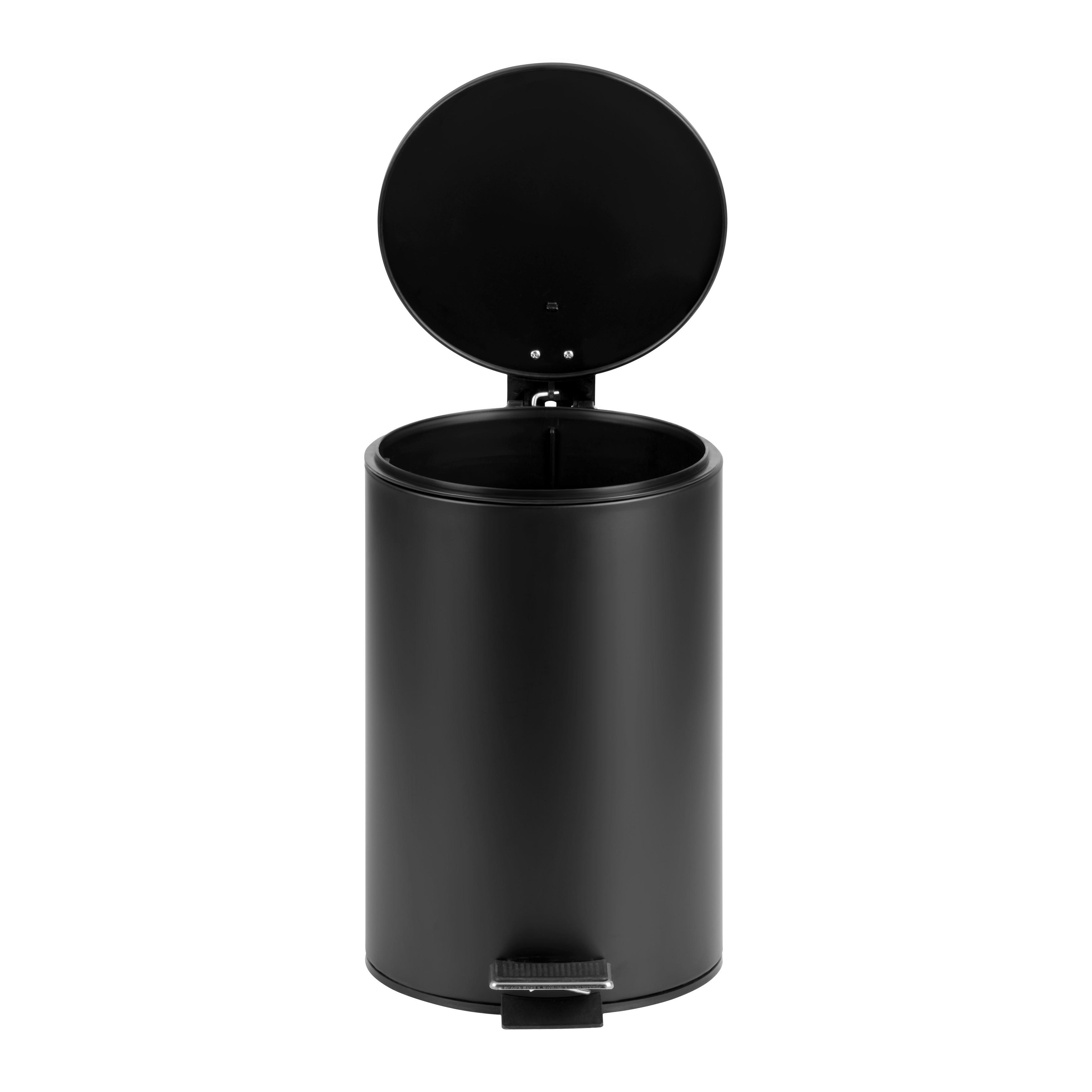 POUBELLE À PÉDALE JAMES ENV. 12L - noir, MODERN, matière synthétique/métal - Mömax