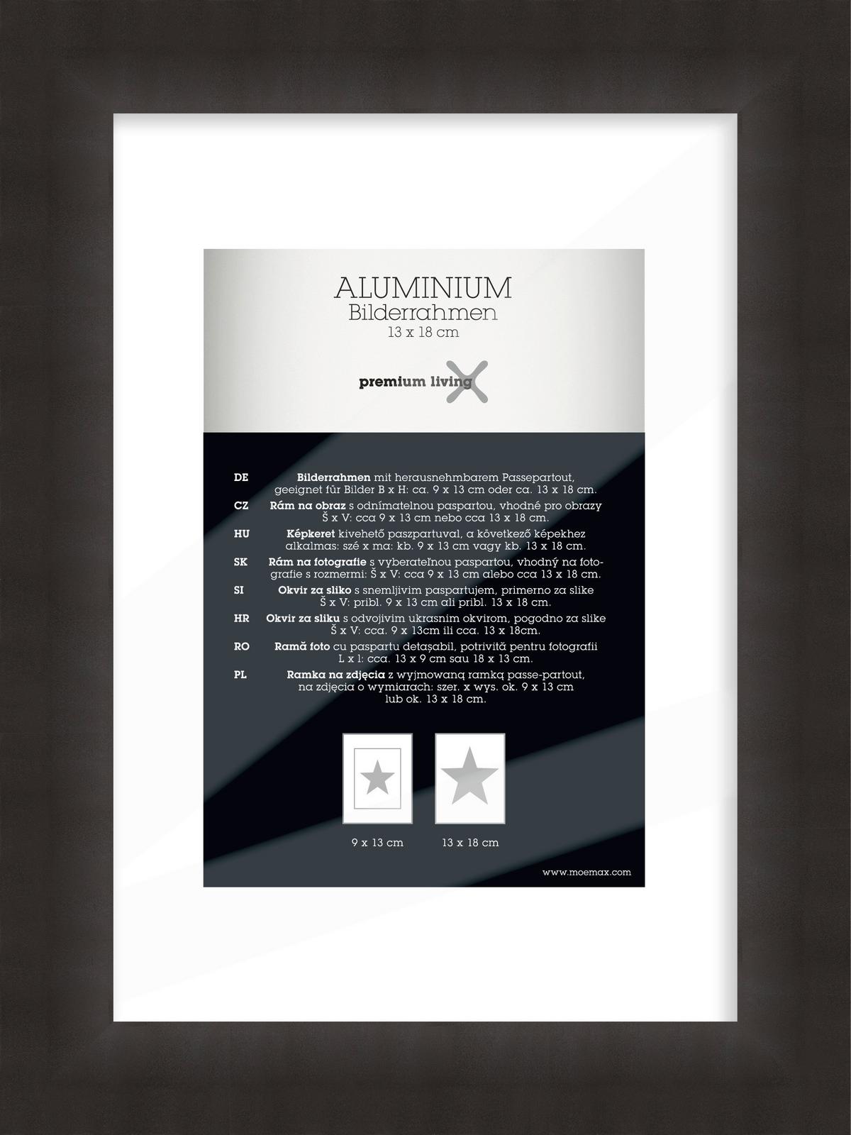 Bilderrahmen Aluminium ca. 13x18cm - Schwarz, Basics, Metall (13/18cm) - Premium Living