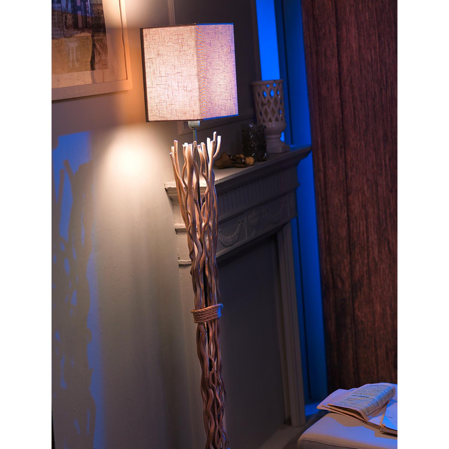 Stehleuchte Marica Hellbraun max. 22 Watt - Hellbraun, Natur, Holz/Textil (35/175cm)