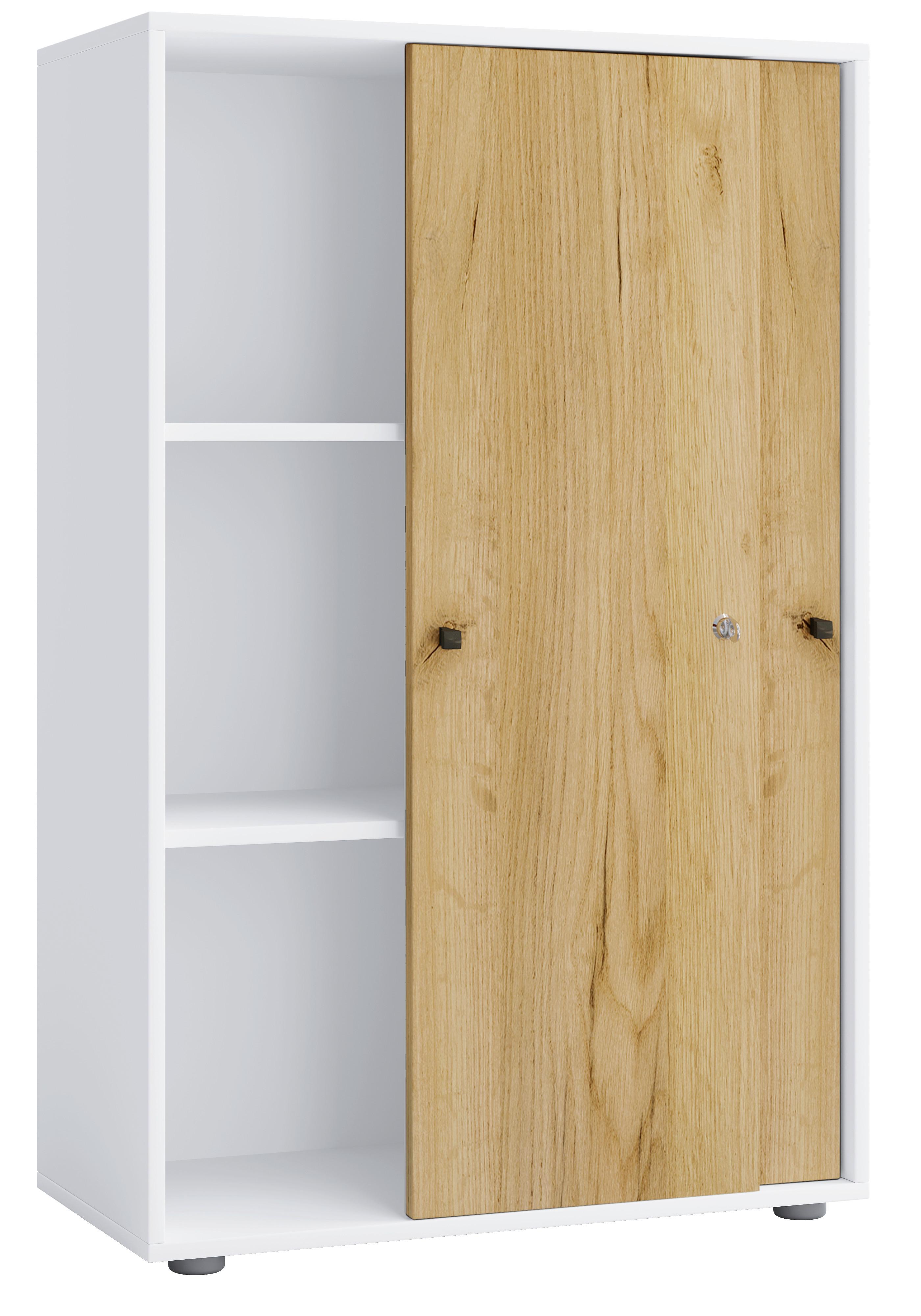 Arhivska Omara Lona Xl, Bela, Barva Hrasta - bela/medeni hrast, Design, leseni material (70/110/39cm) - MID.YOU