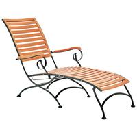 Garten-Relaxliege Schlossgarten aus Eukalyptus - Naturfarben, ROMANTIK / LANDHAUS, Holz/Metall (65/89/137cm) - Gardenson