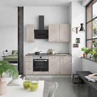 Küchenblock Riva High m. Geräte Grau - Schieferfarben/Edelstahlfarben, MODERN, Holzwerkstoff/Metall (180cm) - Nobilia