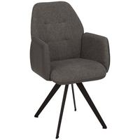 Armlehnstuhl in Dunkelgrau - Dunkelgrau/Schwarz, Modern, Textil/Metall (57/96,5/63cm) - Premium Living