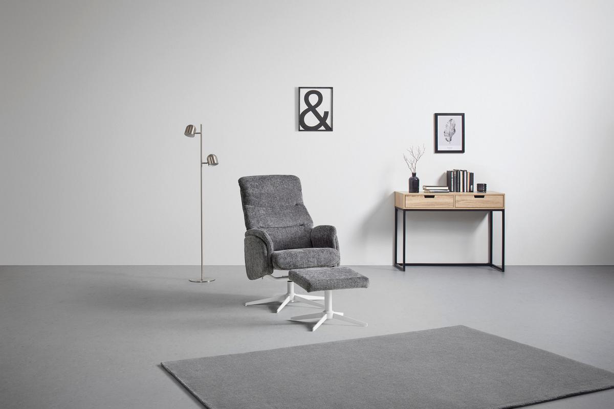 RELAXSESSEL STAR - Weiss/Graphitfarben, Modern, Textil/Metall (72/107-95/86-110cm) - Mömax