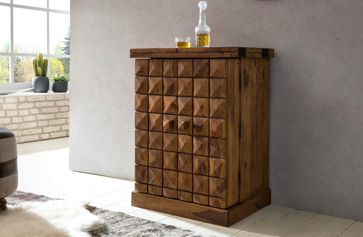 Barschrank ca. 64x91 cm Sheesham massiv - Sheeshamfarben, Design, Holz (64/91/50cm) - MID.YOU