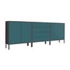 Sideboard Mailand Set 5 Anthrazit/Petrol - Anthrazit/Petrol, MODERN, Holzwerkstoff/Metall (237/86/33cm) - MID.YOU