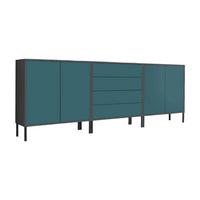 Sideboard Mailand Set 5 Anthrazit/Petrol - Anthrazit/Petrol, MODERN, Holzwerkstoff/Metall (237/86/33cm) - MID.YOU