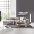 Wohnlandschaft mit Bettfunktion - Beige/Schwarz, KONVENTIONELL, Kunststoff/Textil (285/176cm) - BASED