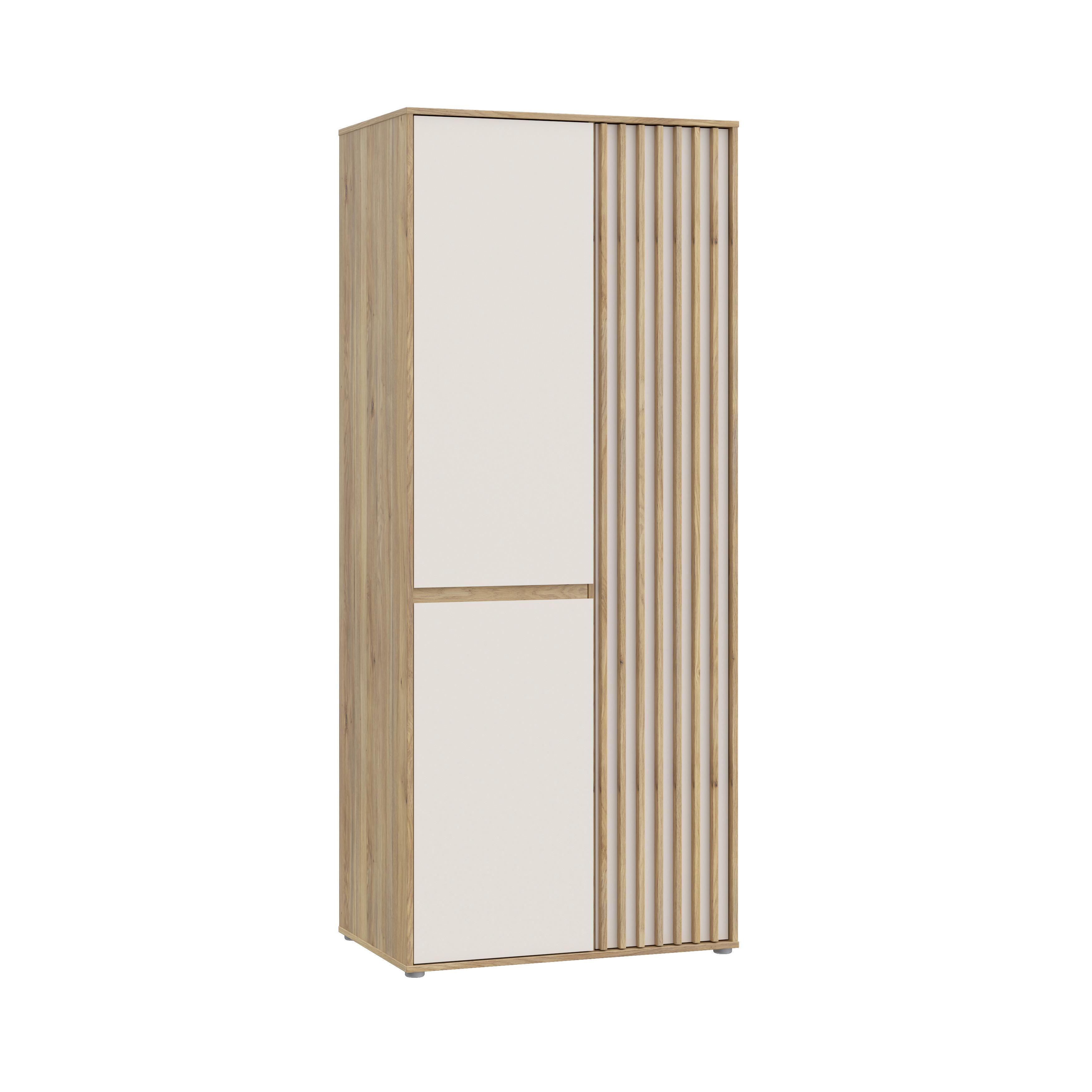 Komoda Eliston - siva/boje hrasta, Natur, drvni materijal/plastika (84/200,1/54cm) - Modern Living