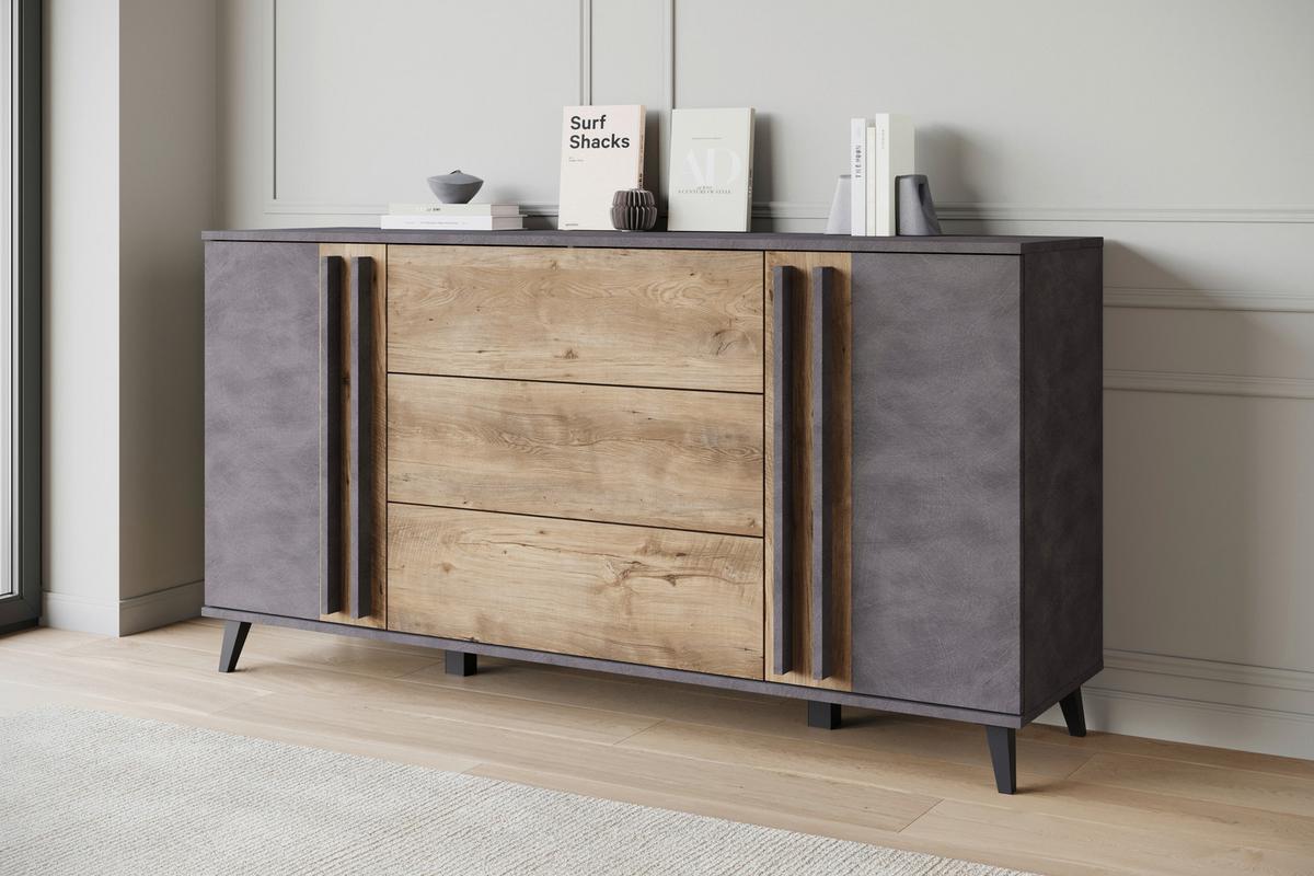 Sideboard Helsinki Anthrazit /Kastanienfarben B: 150cm - Kastanienfarben/Anthrazit, Trend, Holzwerkstoff/Kunststoff (150/77,8/39,5cm) - P & B