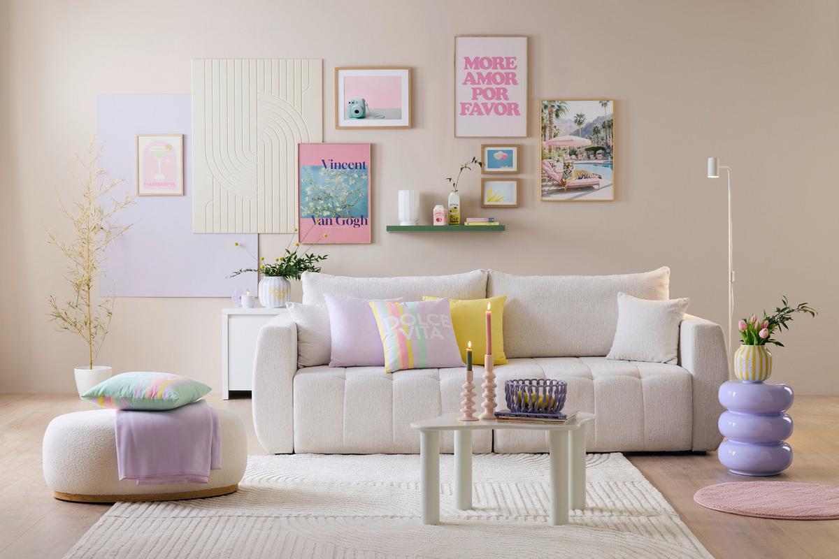 Schlafsofa Bologna Creme - Beige/Creme, Kunststoff/Textil (245/74-90/104cm) - Mömax