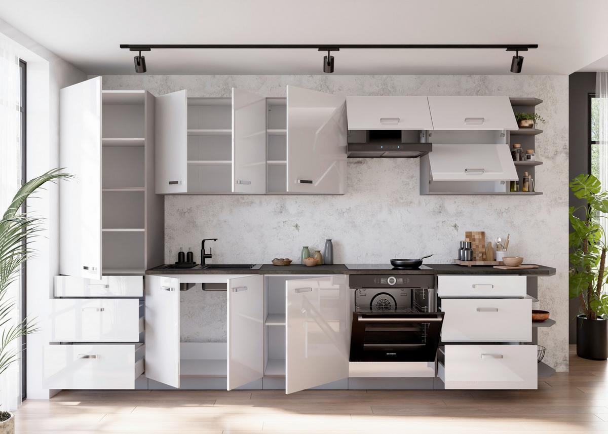 Blok Kuhinja Bianca - boja hroma/siva, Moderno, metal/pločasti materijal (350/214/60cm) - Modern Living