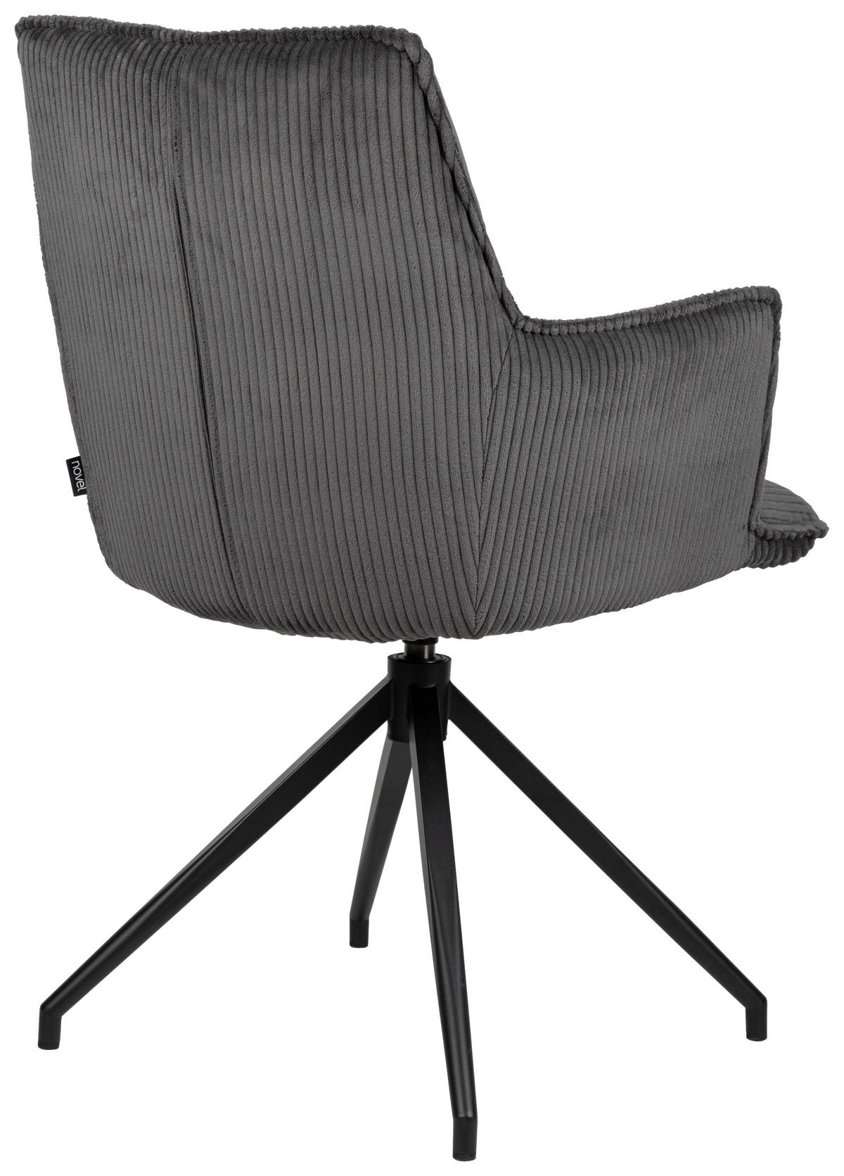 KRZESŁO Z PODŁOKIETNIKAMI OSAKA CORDY -EXKLUSIV- - antracytowy/czarny, Design, metal/tkanina (59/89,5/63cm) - Novel