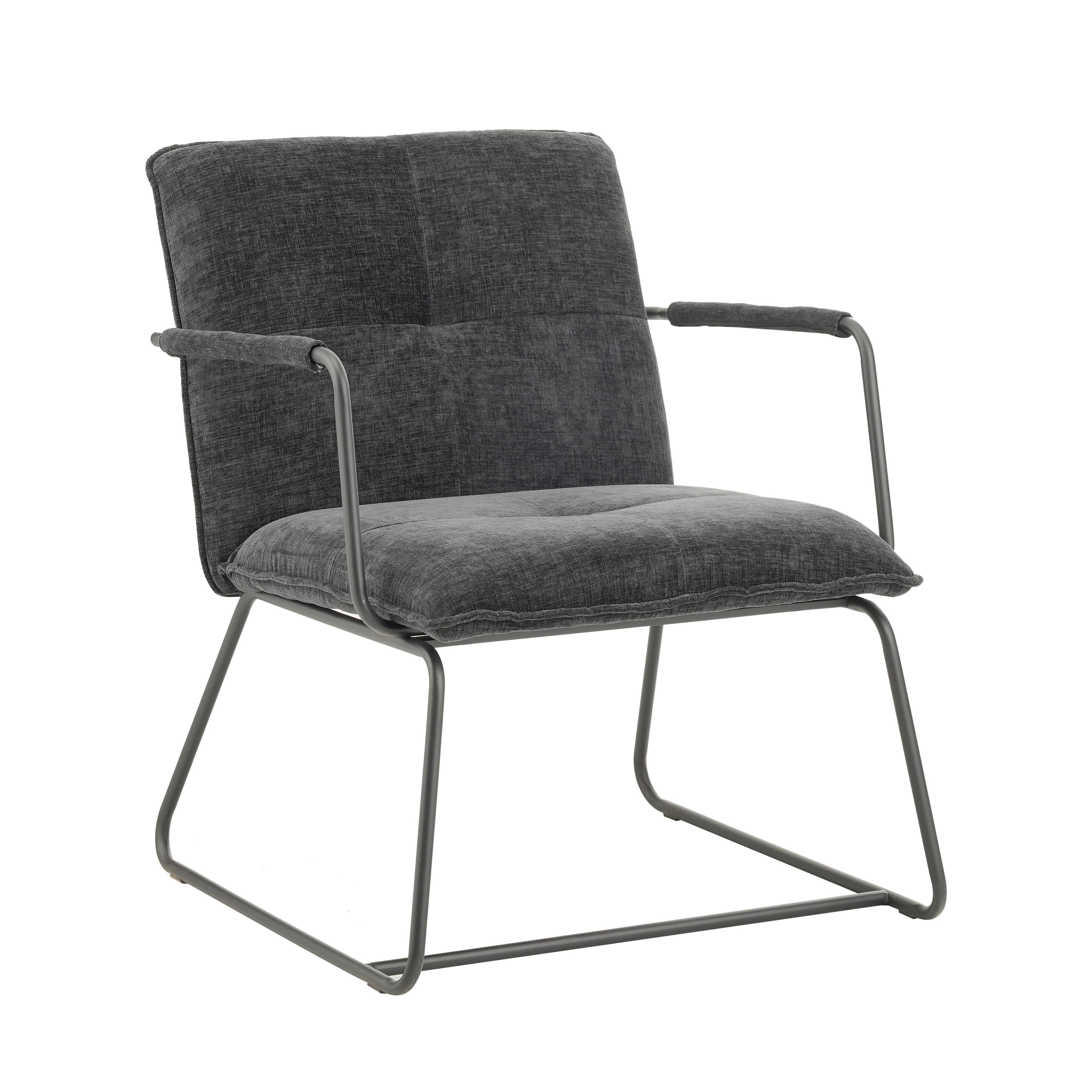 Naslanjač Bilbao, Črna - črna, Moderno, kovina/tekstil (65/80/68cm) - MID.YOU